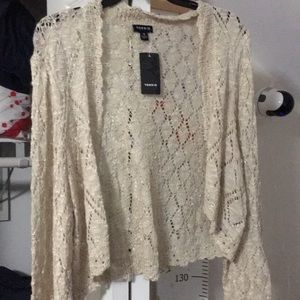 Torrid size 2 “natural” pointelle long sleeve open shrug
